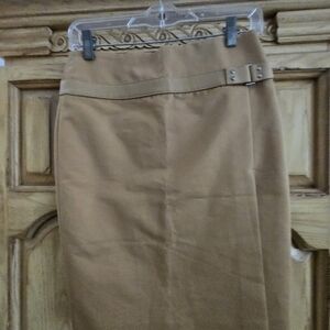 Gucci Camel Midi Skirt with Buckle Accent